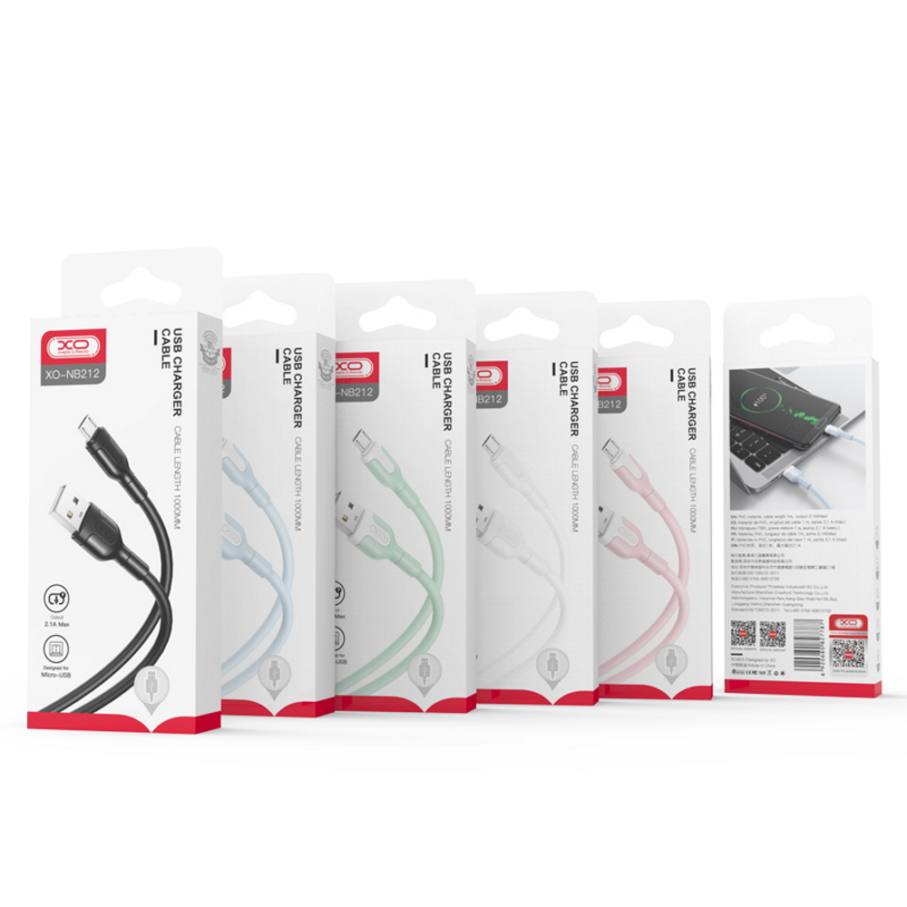 USB-A to Lightning Data and Charging Cable XO Design NB212, 18W, 1m, White