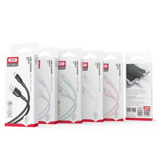 USB-A - microUSB-lataus- ja tiedonsiirtokaapeli XO Design NB212, 18W, 1m, Valkoinen