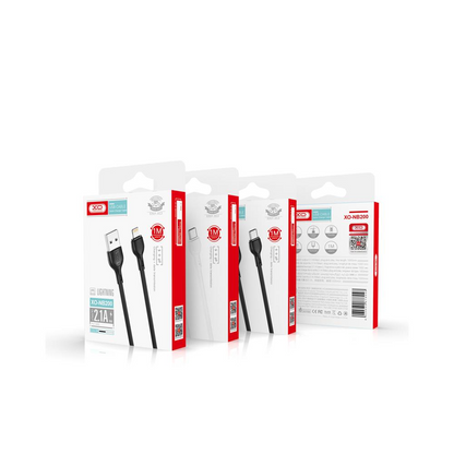 USB-A - USB-C -lataus- ja tiedonsiirtokaapeli XO Design NB200, 10W, 1m, Valkoinen