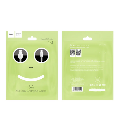 USB-A - USB-C HOCO X13 Easy -data- ja latauskaapeli, 18W, 1m, Musta