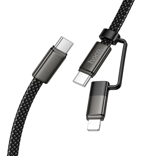 USB-C - Lightning / USB-C HOCO X125 -tietojen ja latauksen kaapeli, 60W, 1m, musta