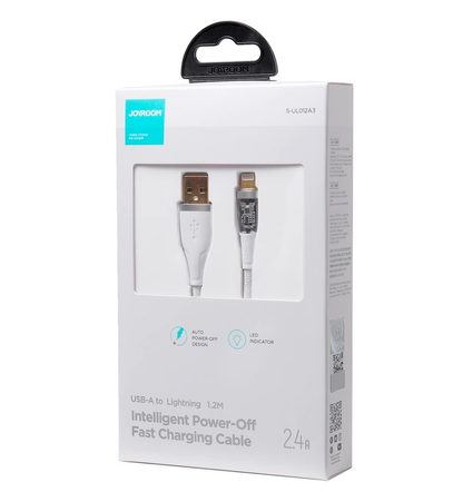 USB-A - Lightning -tietojen siirto- ja latauskaapeli Joyroom S-UL012A3, 18W, 1,2 m, valkoinen