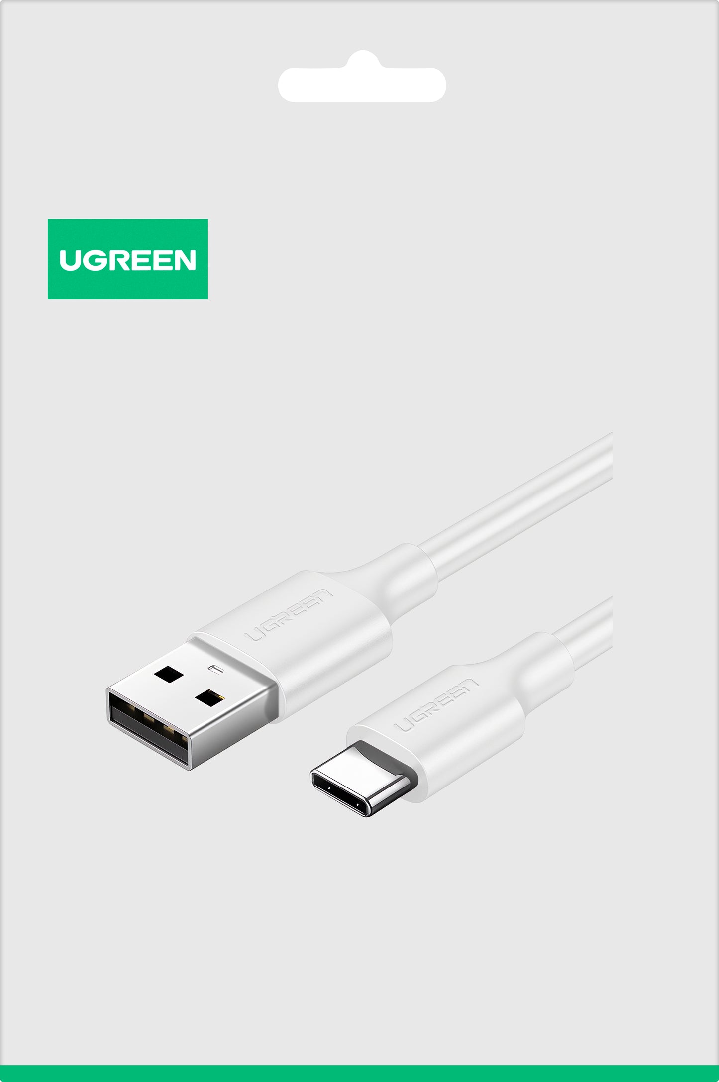 USB-A - USB-C UGREEN US287 Data- ja Latauskaapeli, 18W, 1.5m, Valkoinen