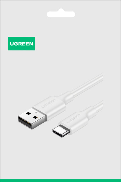 USB-A - USB-C UGREEN US287 Data- ja Latauskaapeli, 18W, 1.5m, Valkoinen