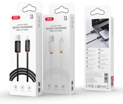 USB-A - USB-C Tietojen si latauksen kaapeli XO Design NB302, 18W, 1m, Musta