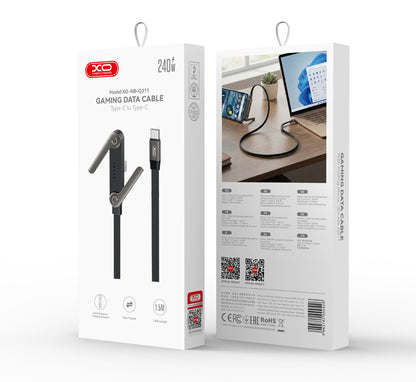 USB-C - USB-C XO Design NB-Q311 Tietojen ja Latauksen Kaapeli, 240W, 1,5m, Musta
