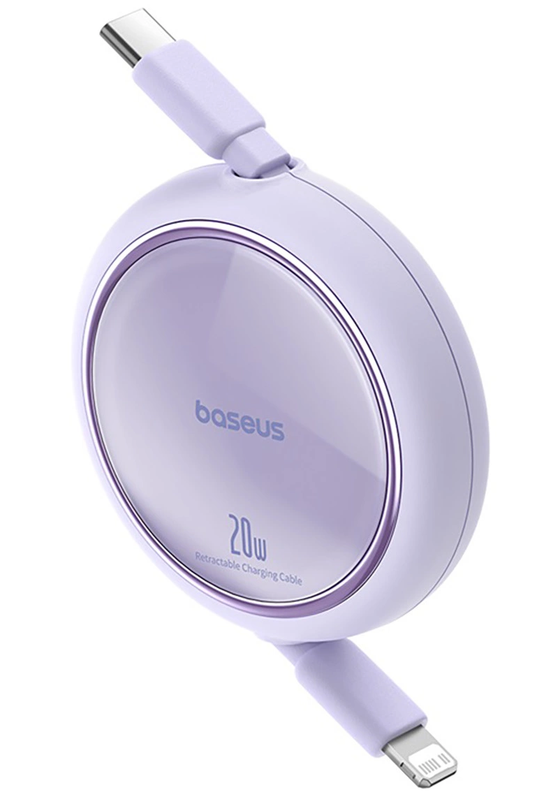 USB-C - Lightning -tietojen ja latauksen kaapeli Baseus Free2Pull Mini vedettävä, 20W, violetti P10364501511-00