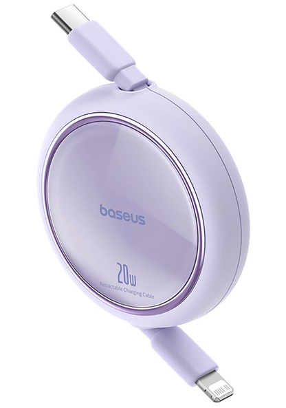 USB-C - Lightning -tietojen ja latauksen kaapeli Baseus Free2Pull Mini vedettävä, 20W, violetti P10364501511-00