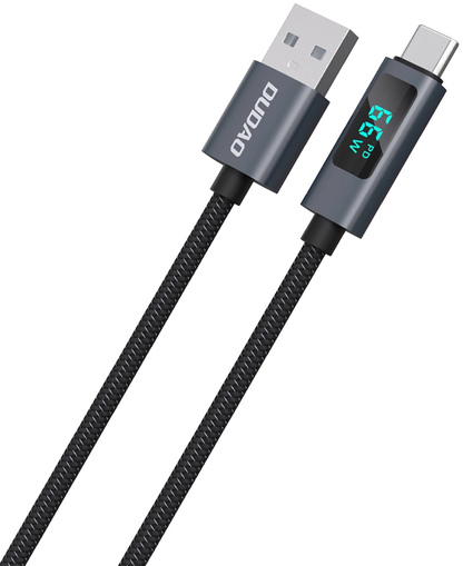 USB-A - USB-C Dudao L7T -tietojen ja latauskaapeli, 66W, 1m, musta