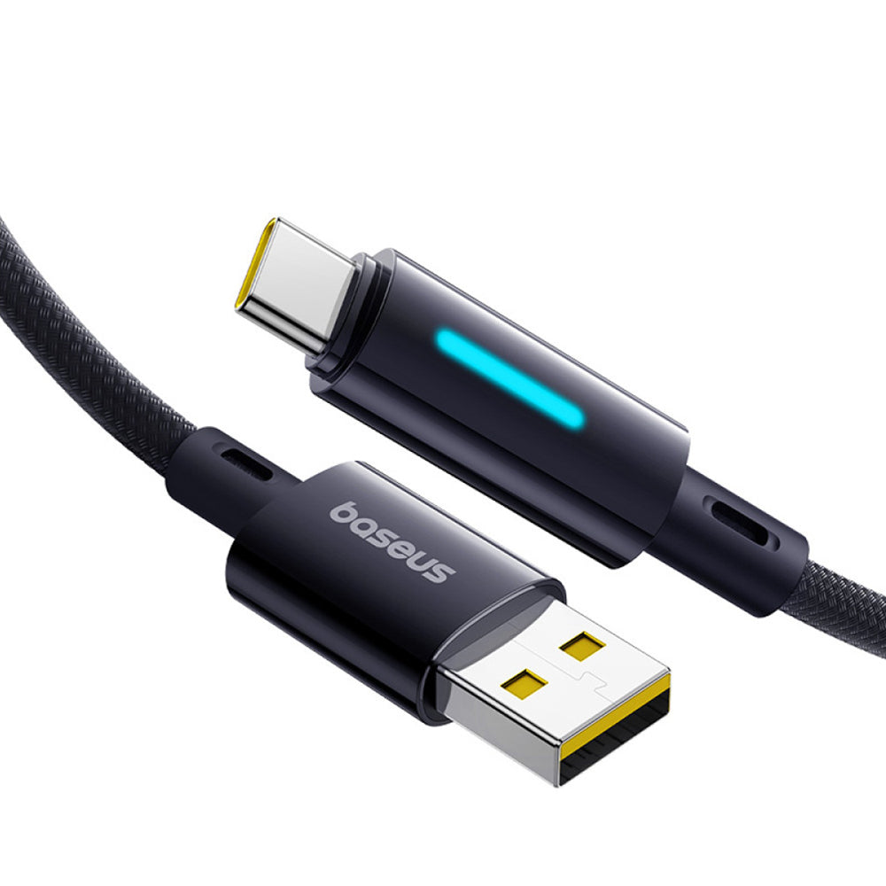 USB-A - USB-C Baseus Lit Button Control -data- ja latauskaapeli, 100W, 2m, Musta P10379002121-01