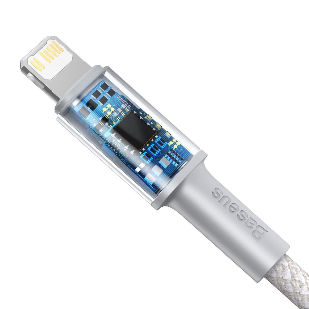 USB-C - Lightning Baseus High Density Braided data- ja latauskaapeli, 20W, 2m, valkoinen CATLGD-A02