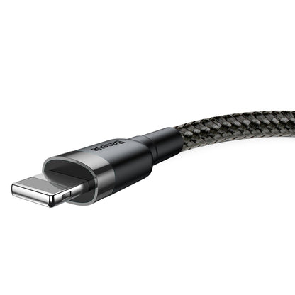 USB-A - Lightning Baseus Cafule -data- ja latauskaapeli, 18W, 3m, Harmaa CALKLF-RG1