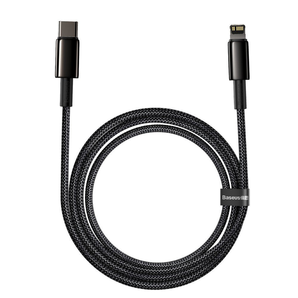 Tieto- ja latauskaapeli USB-C - Lightning Baseus Tungsten Tungsten Gold, 20W, 2m, musta CATLWWJ-A01