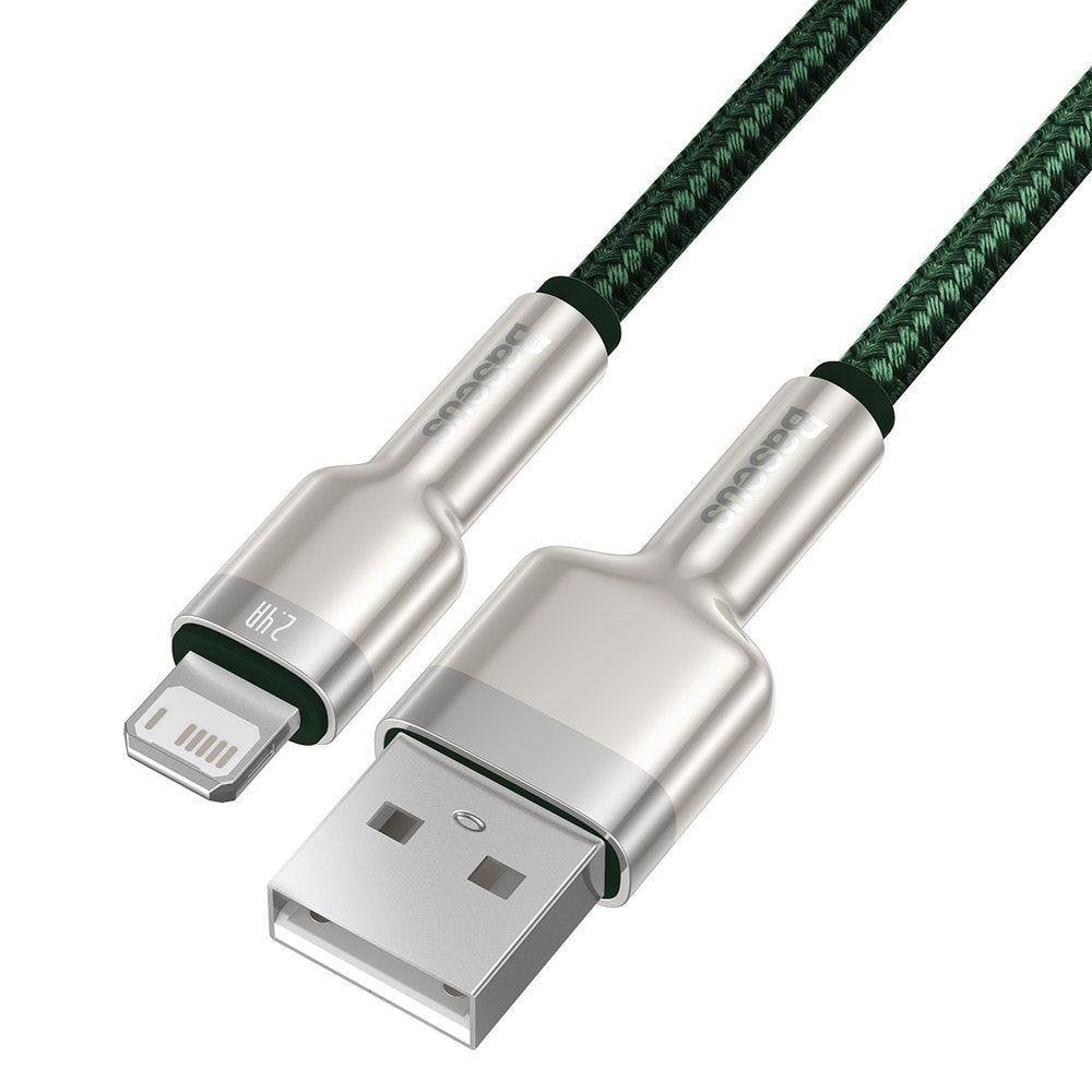 USB-A - Lightning Baseus Cafule Metal Series -data- ja latauskaapeli, 18W, 2m, vihreä CALJK-B06