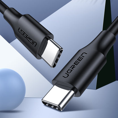 USB-C - USB-C UGREEN US286 Data- ja latauskaapeli, 60W, 1m, Musta