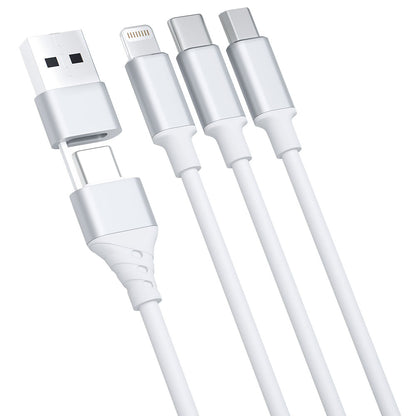 USB-A / USB-C - Lightning / microUSB / USB-C 3MK Hyper 3in1 -latauskaapeli, 12W, 1.5m, Valkoinen