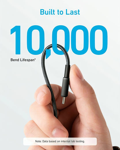 USB-C - USB-C Anker 322 data- ja latauskaapeli, 60W, 0.9m, Musta A81F5G11
