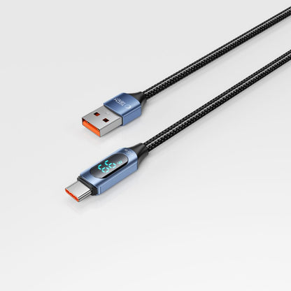 USB-A - USB-C Tech-Protect Ultraboost LED -tiedonsiirto- ja latauskaapeli, 66W, 1m, sininen