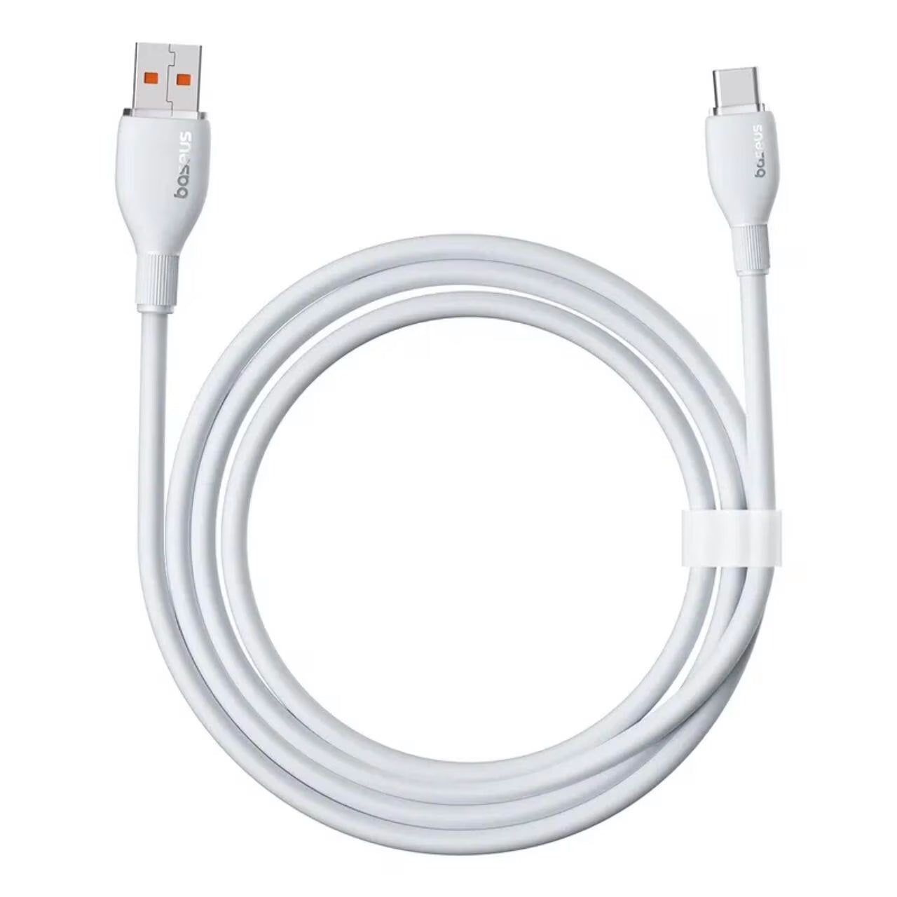 USB-A - USB-C -lataus- ja tiedonsiirtokaapeli Baseus Pudding, 100W, 1.2m, Valkoinen