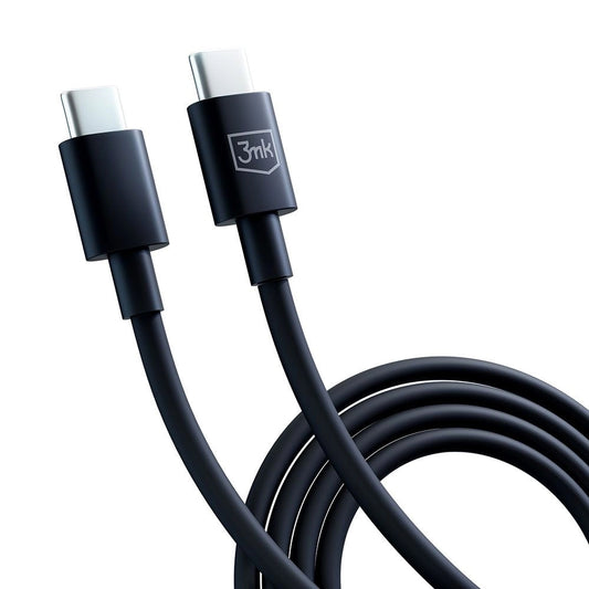 USB-C - USB-C 3MK Hyper -data- ja latauskaapeli, 100W, 1.2m, Musta