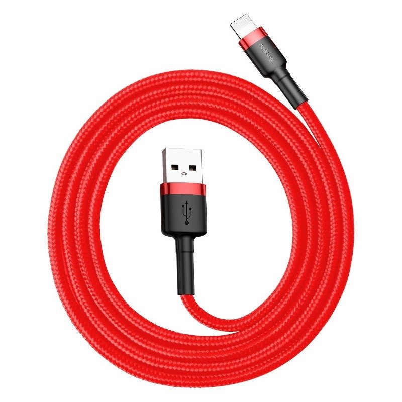 USB-A - Lightning Baseus Cafule -data- ja latauskaapeli, 18W, 1m, Punainen CALKLF-B09