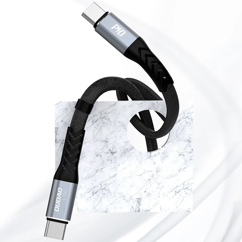 USB-C - USB-C Dudao L10C -data- ja latauskaapeli, 100W, 0.23m, Musta