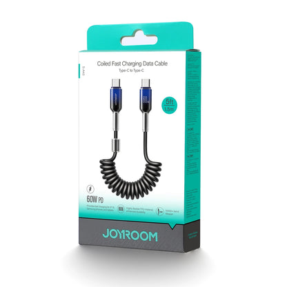 USB-C - USB-C Joyroom S-A43 Crystal -data- ja latauskaapeli, 60W, 1.5m, Musta