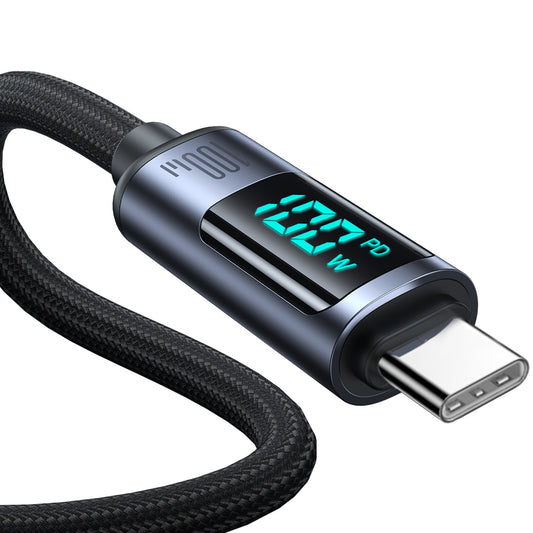 USB-C - USB-C -data- ja latauskaapeli Joyroom S-A16 Prism Display, 100W, 1.2m, Musta