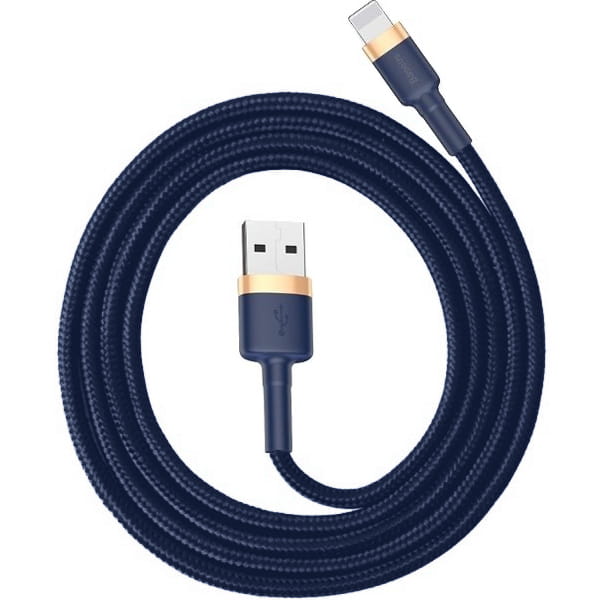 USB-A - Lightning Baseus Cafule -data- ja latauskaapeli, 18W, 2m, Tummansininen CALKLF-CV3