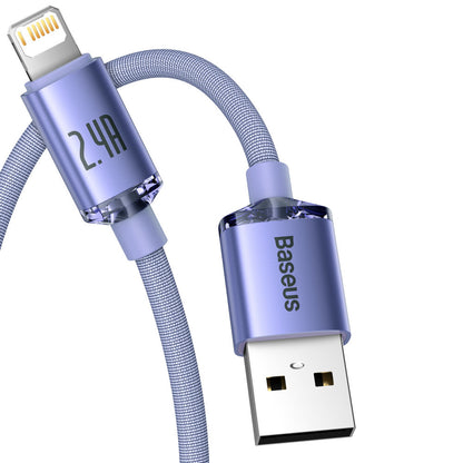 USB-A - Lightning Baseus Crystal Shine Series -kaapeli, 18W, 2m, Violetti CAJY000105