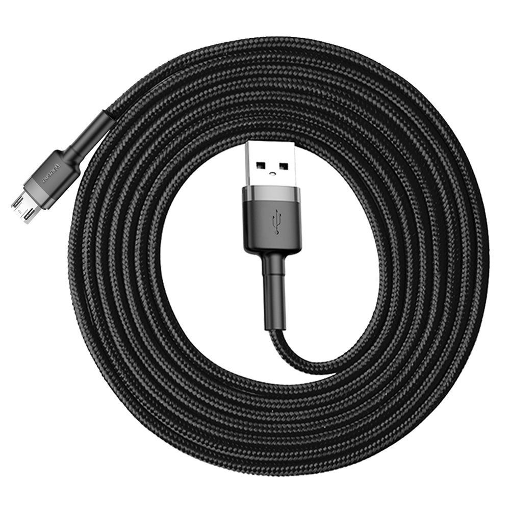 USB-A - microUSB Baseus Cafule -data- ja latauskaapeli, 18W, 2m, Harmaa CAMKLF-CG1