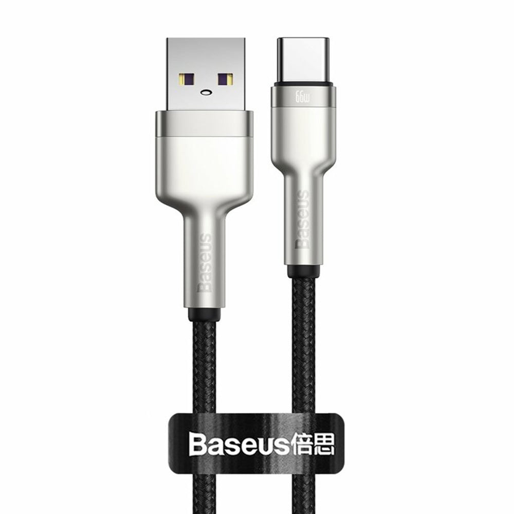 USB-A - USB-C Baseus Cafule Metal Series -data- ja latauskaapeli, 66W, 2m, Musta CAKF000201