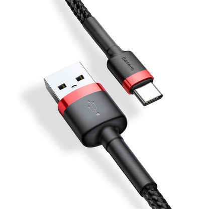 USB-A - USB-C Baseus Cafule -data- ja latauskaapeli, 18W, 3m, Punainen CATKLF-U91
