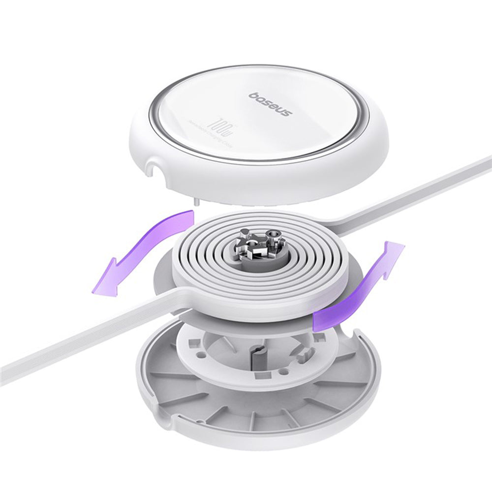 USB-C - USB-C Baseus Free2Draw Mini Retractable -data- ja latauskaapeli, 100W, 1m, Valkoinen P10364500211-00