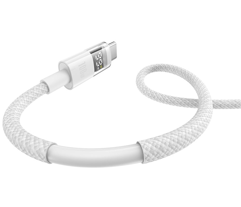 Baseus Display 2 USB-A - USB-C -data- ja latauskaapeli, 100W, 1m, Valkoinen P10382701211-00