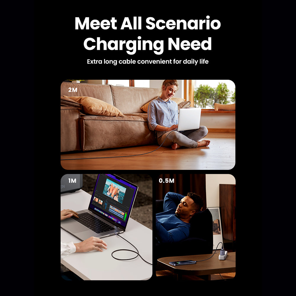 USB-C - USB-C UGREEN L513 Data- ja latauskaapeli, 240W, 2m, Musta
