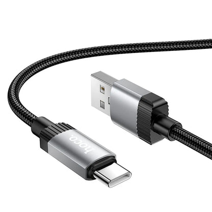 USB-A - USB-C HOCO X117 Data- ja Latauskaapeli, 60W, 1m, Musta