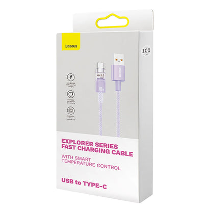 Baseus Explorer USB-A - USB-C -data- ja latauskaapeli, 100W, 1m, Violetti CATS010405