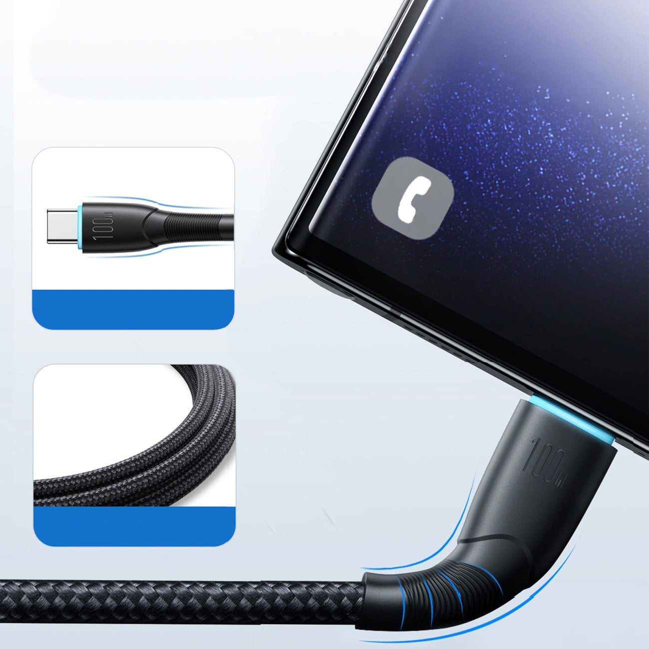 USB-A - USB-C Joyroom S-A32 -data- ja latauskaapeli, 100W, 1m, Musta