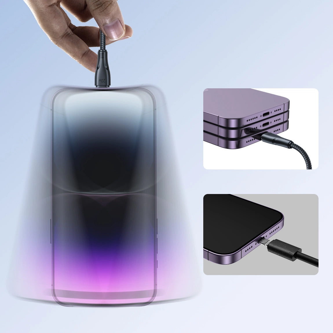 USB-C - Lightning Joyroom S-A11 Data- ja Latauskaapeli, 20W, 0.25m, Musta