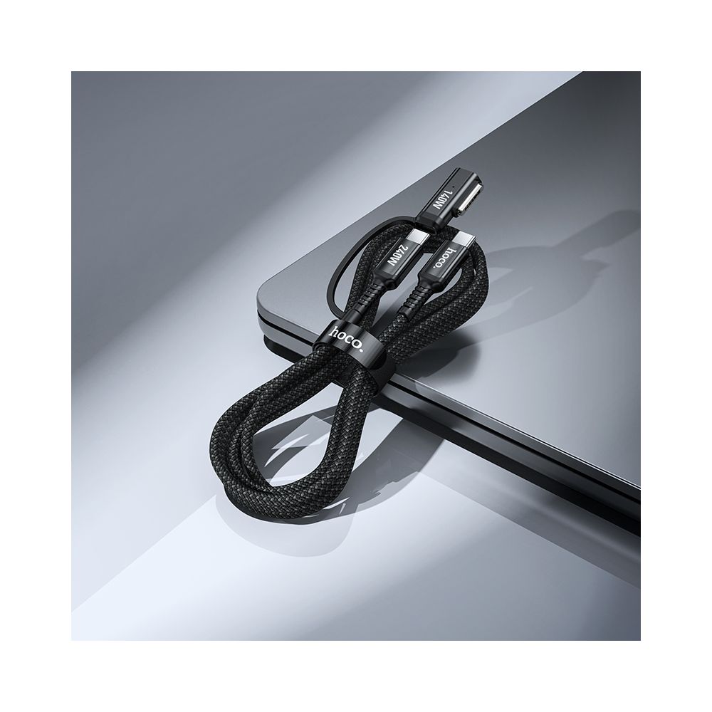 HOCO U142 latauskaapeli, USB-C - USB-C / MagSafe 3, 240W, 1.8m, Musta