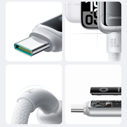 USB-A to USB-C Data and Charging Cable Joyroom S-A55 StarFlight Display, 66W, 1.2m, White