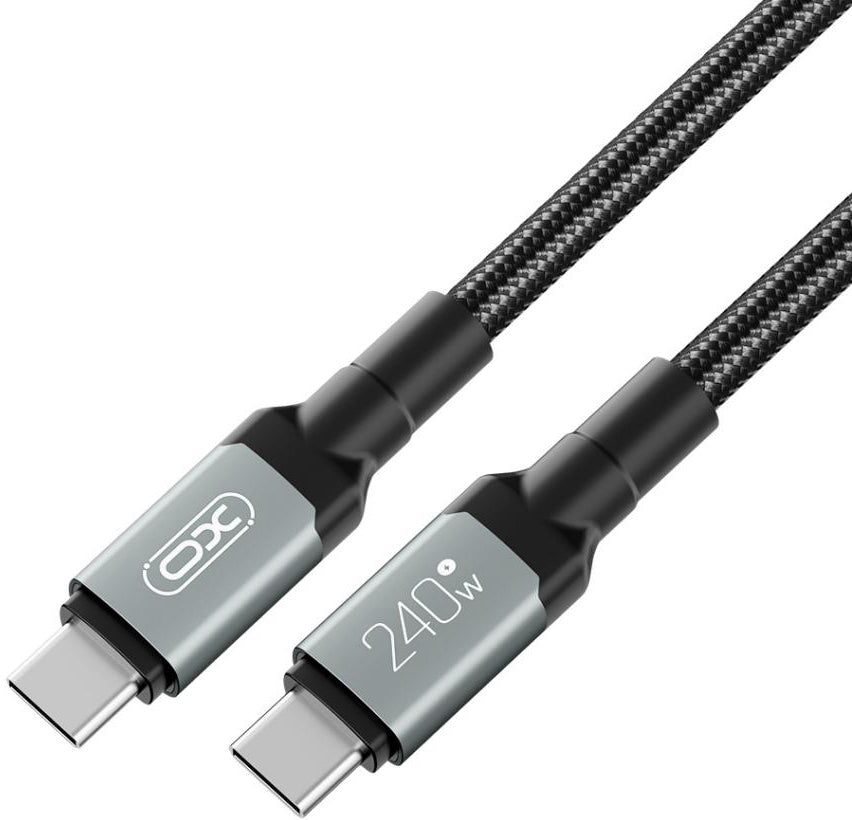 USB-C - USB-C -data- ja latauskaapeli XO Design NB-Q264A, 240W, 1m, Musta