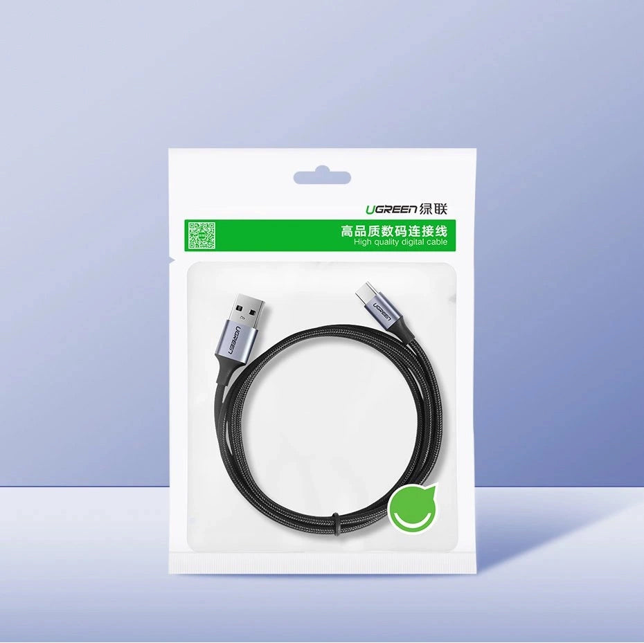 USB-A - USB-C UGREEN US288 Data- ja latauskaapeli, 18W, 1.5m, Musta