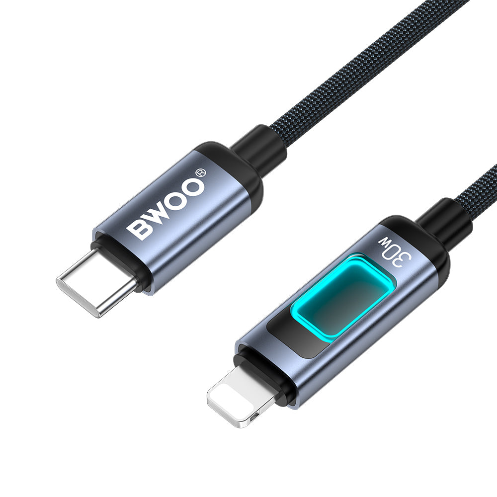 USB-C to Lightning Data and Charging Cable BWOO X324CL Display, 30W, 1m, Black