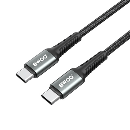 USB-C - USB-C BWOO BO-X288C-C -tietojen ja latauksen kaapeli, 60W, 1m, Musta