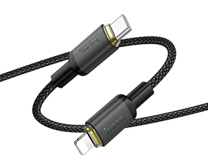 USB-C - Lightning HOCO X128 Benefit -tietojen siirto- ja latauskaapeli, 30W, 1m, musta