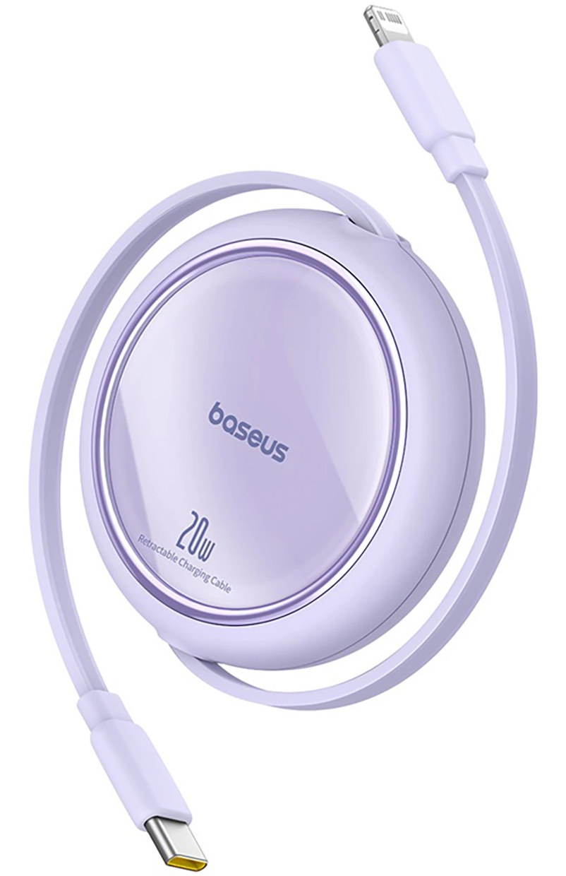 USB-C - Lightning -tietojen ja latauksen kaapeli Baseus Free2Pull Mini vedettävä, 20W, violetti P10364501511-00