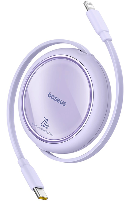 USB-C - Lightning -tietojen ja latauksen kaapeli Baseus Free2Pull Mini vedettävä, 20W, violetti P10364501511-00