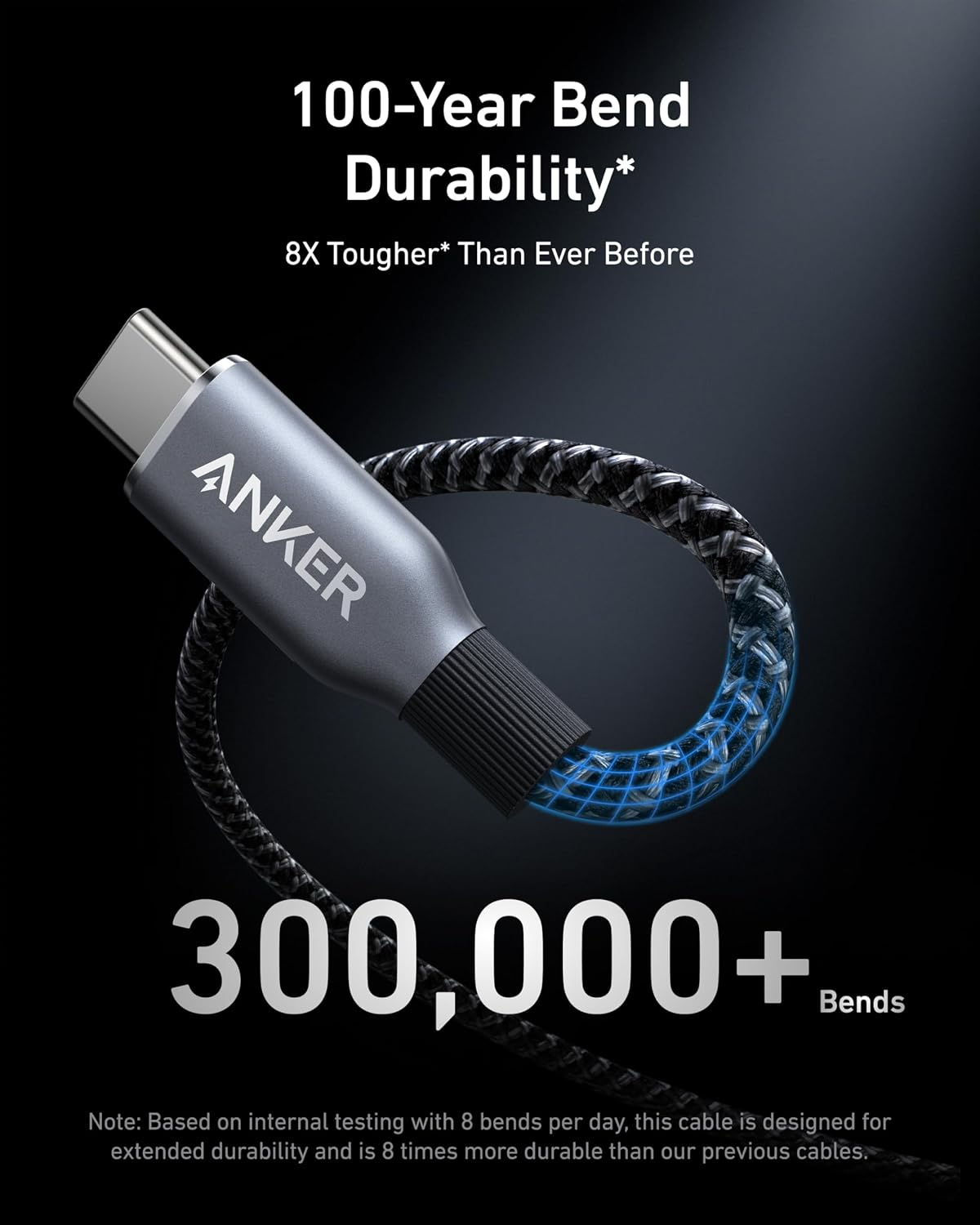 Anker Prime USB-C–USB-C-datakaapeli ja latauskaapeli, 240 W, 0,9 m, musta A88E2011